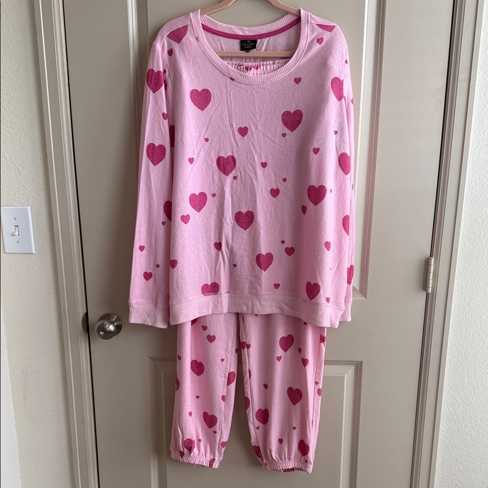 Women's Pink Heart Pajama Set - BumbleBella by Jill Martin